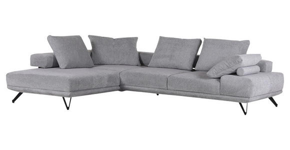 ECKSOFA Grau Flachgewebe  - Schwarz/Grau, KONVENTIONELL, Textil/Metall (240/310cm) - Carryhome