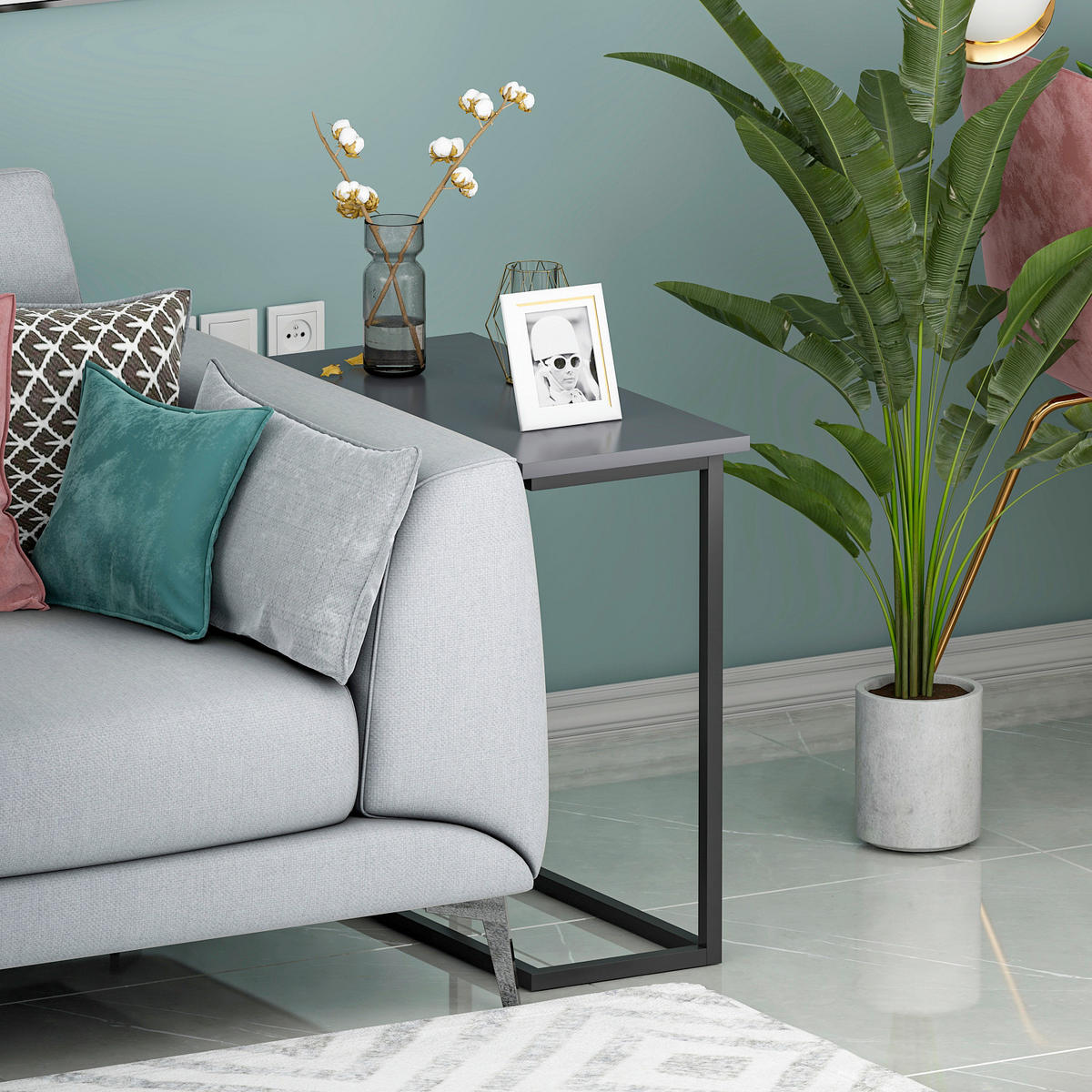 BEISTELLTISCH 64/30/62 cm Narin Beistelltisch Anthrazit rechteckig  - Anthrazit/Schwarz, Design, Holzwerkstoff/Metall (64/30/62cm) - Livetastic