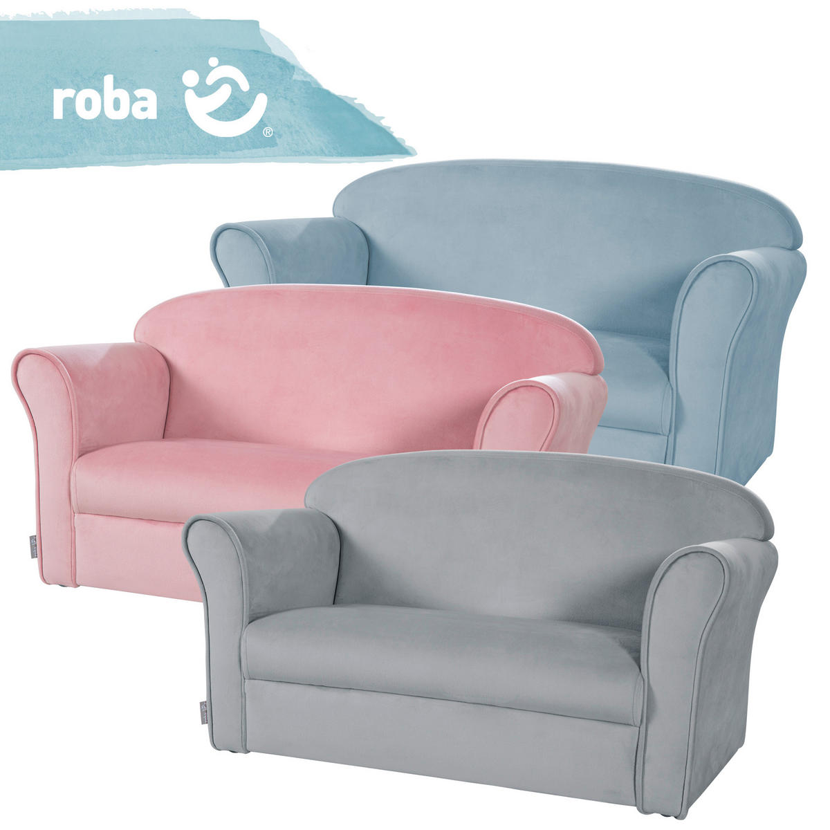 KINDERSOFA roba Lil Sofa  - Silberfarben/Grau, Basics, Textil (78/43/39cm) - Roba