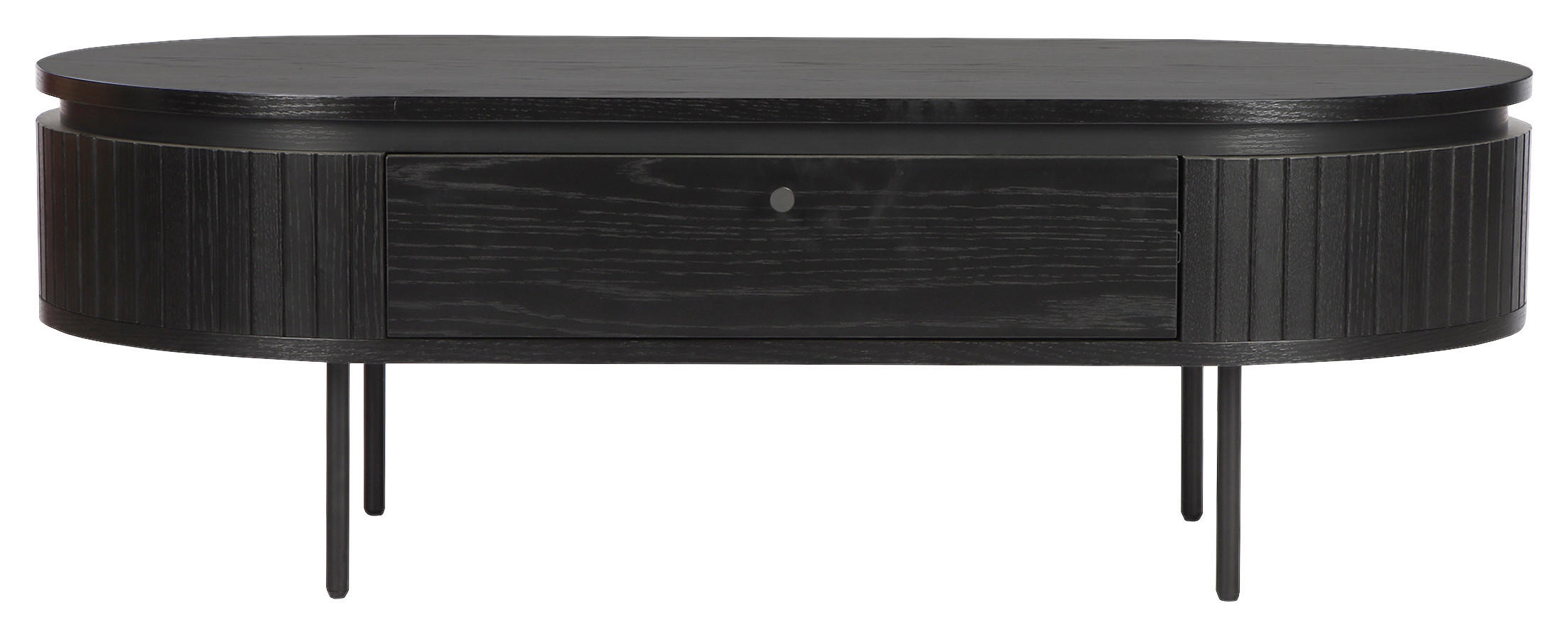 Thumbnail - Boxxx Couchtisch, Schwarz, Holz, Eiche, massiv,furniert, massiv, 2 Schublade(n) Schubladen, oval, Rundrohr, 60x40x120 cm...