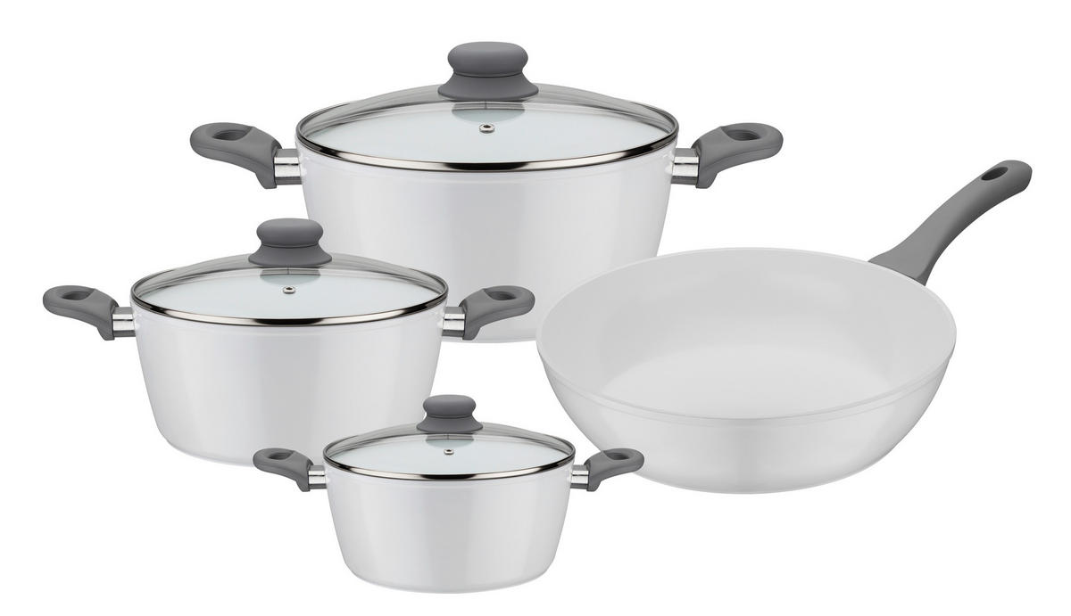 KOCHTOPFSET FIONA 4-teilig  - Weiß, Basics, Metall - GSW