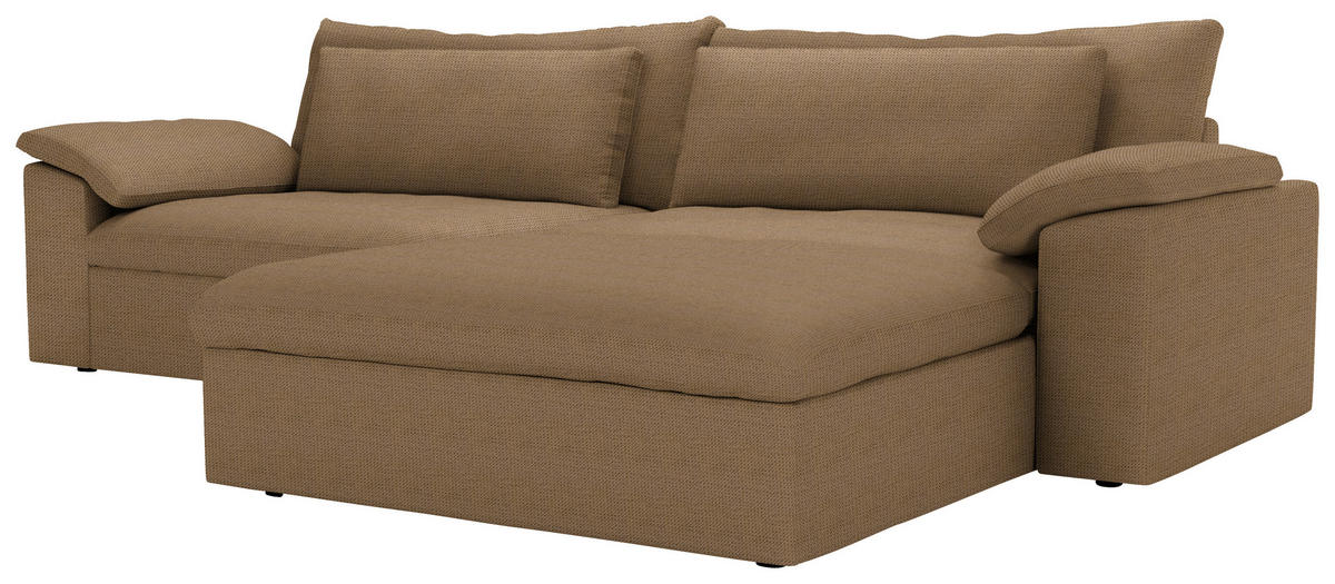 ECKSOFA  Chenille Rostfarben  - Rostfarben/Schwarz, Modern, Kunststoff/Textil (306/198cm) - Carryhome