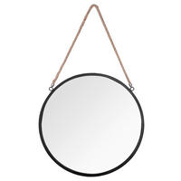 NÁSTENNÉ ZRKADLO 40 cm - čierna/prírodná farba, Modern, kov/sklo (40cm)