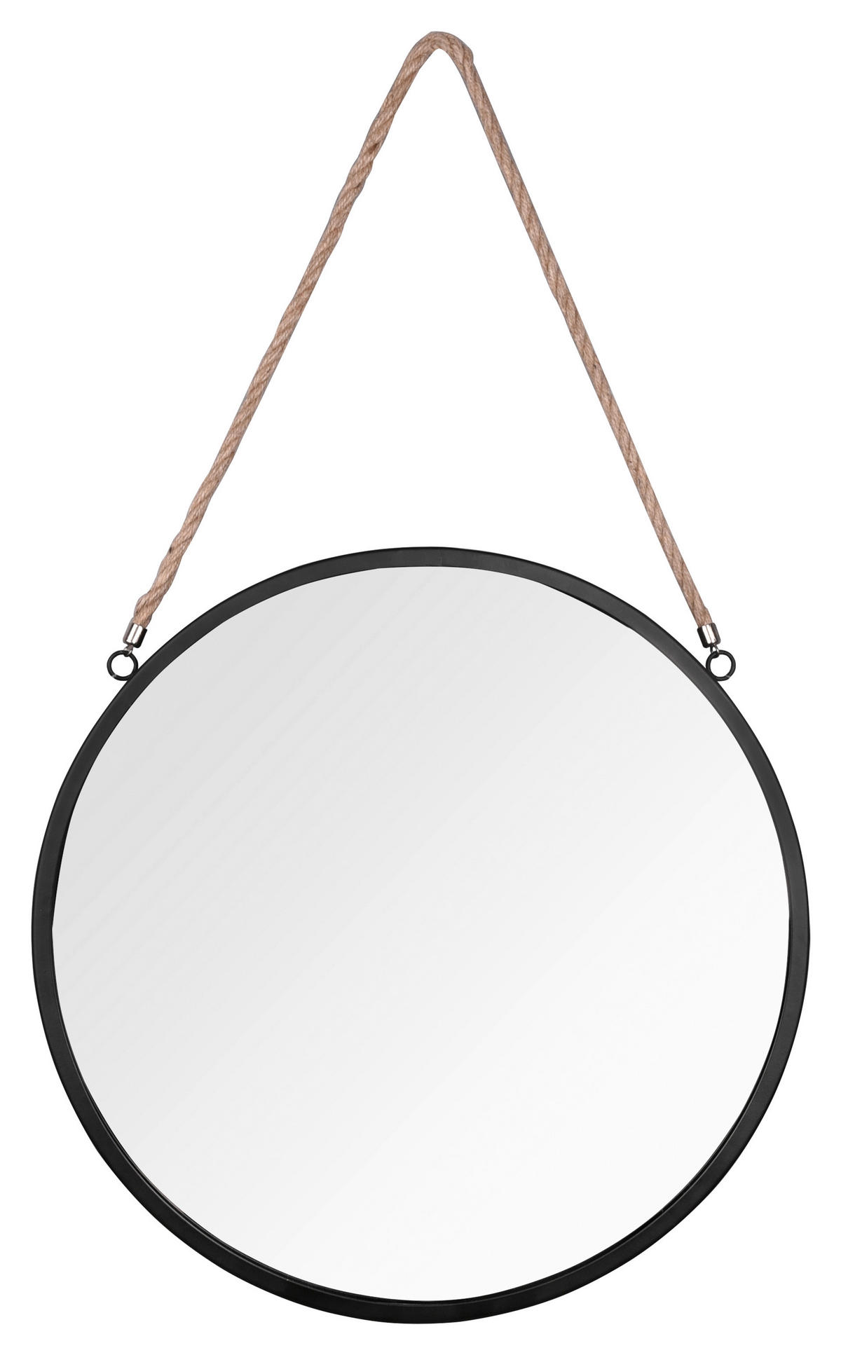 NÁSTENNÉ ZRKADLO 40 cm - čierna/prírodná farba, Modern, kov/sklo (40cm)