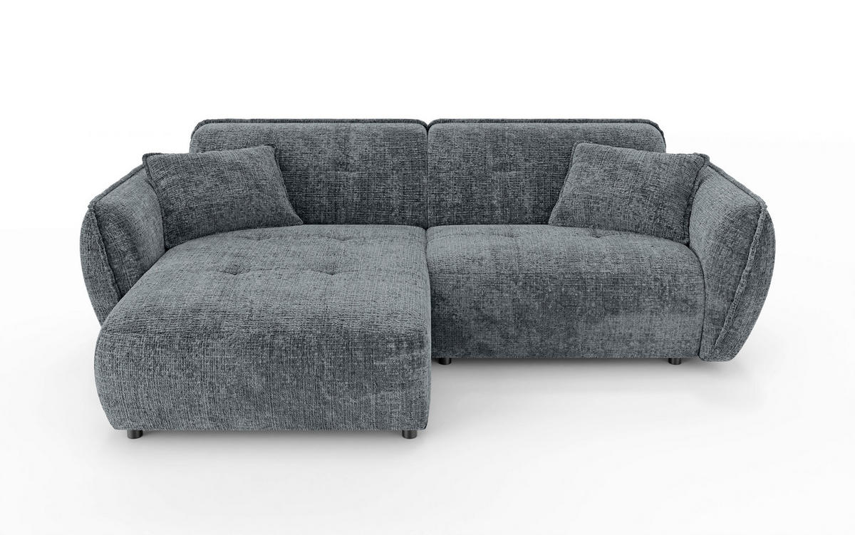ECKSOFA Nelia Dunkelgrau Chenille  - Dunkelgrau/Schwarz, Design, Kunststoff/Textil (155/252cm) - P & B