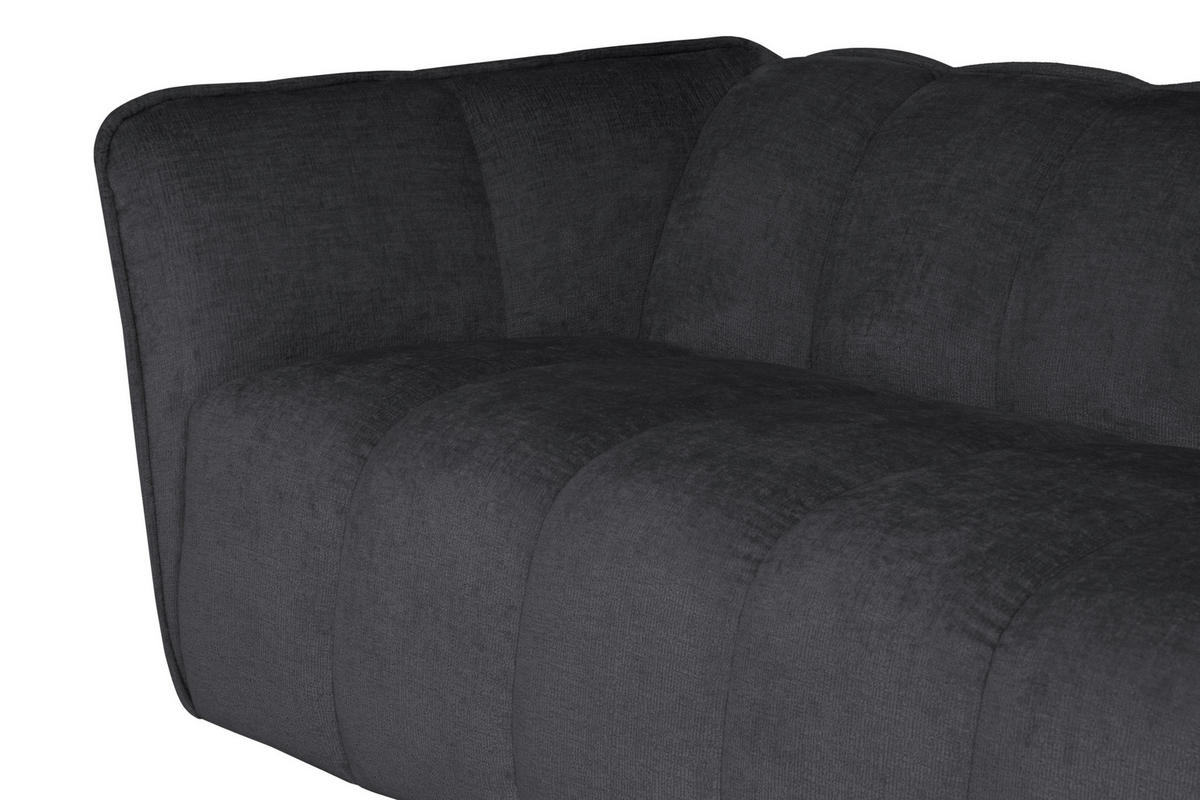 ECKSOFA LIVOLI in Chenille Grau  276/160 cm  - Schwarz/Grau, Design, Textil (276/160cm) - MID.YOU