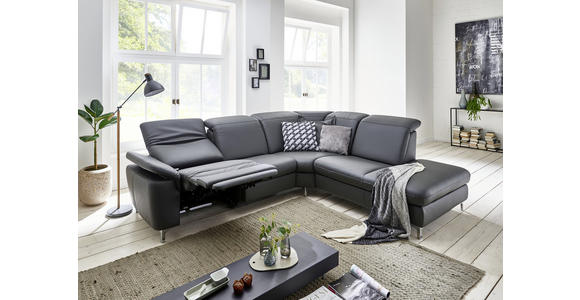 ECKSOFA in Echtleder Anthrazit  - Chromfarben/Anthrazit, KONVENTIONELL, Leder/Metall (289/242cm) - Cantus