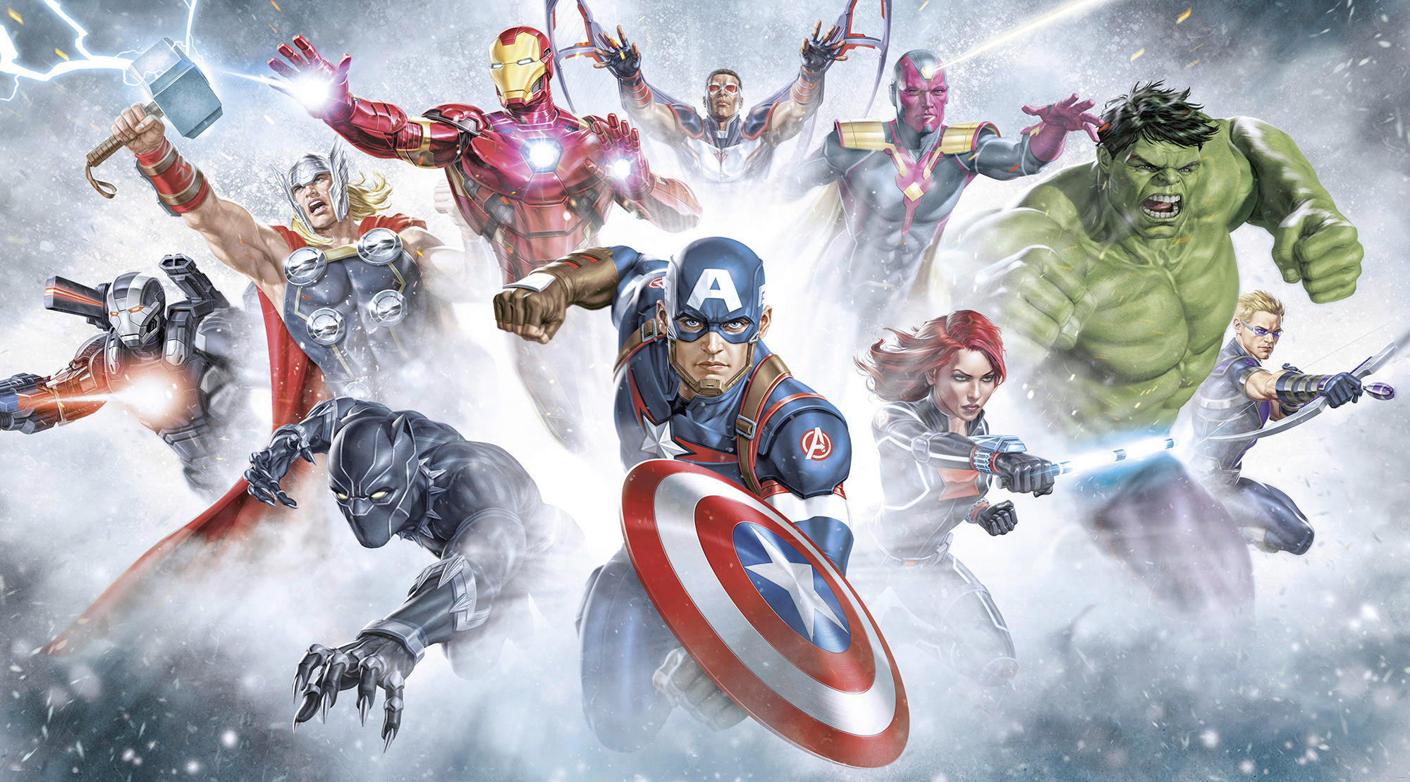 FOTOTAPETE AVENGERS STRIKE  - Naturfarben, Design, Textil (450/250cm) - Marvel