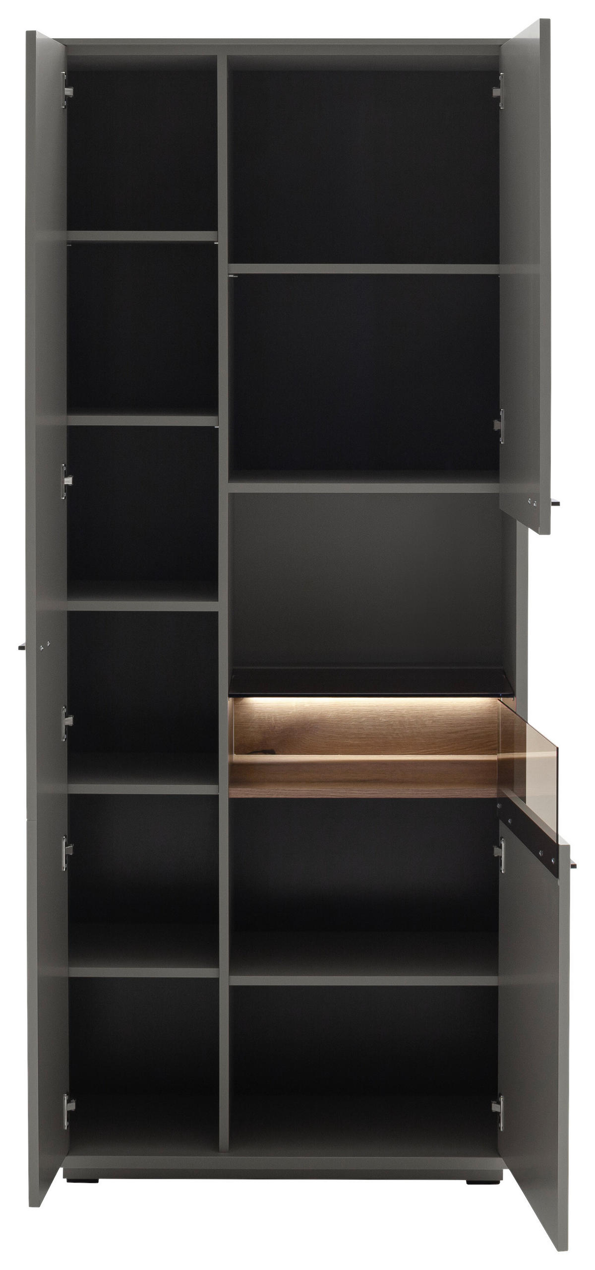 VITRINA 85/200/37 cm   - siva/boje hrasta, Design, staklo/drvni materijal (85/200/37cm) - Stylife