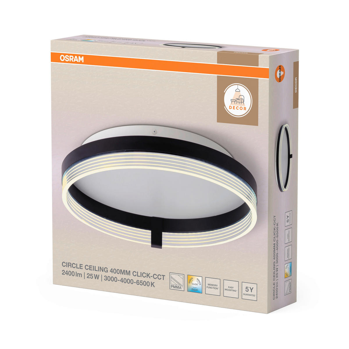 LED-DECKENLEUCHTE 40/9,4 cm   - Schwarz, Design, Kunststoff (40/9,4cm) - Osram