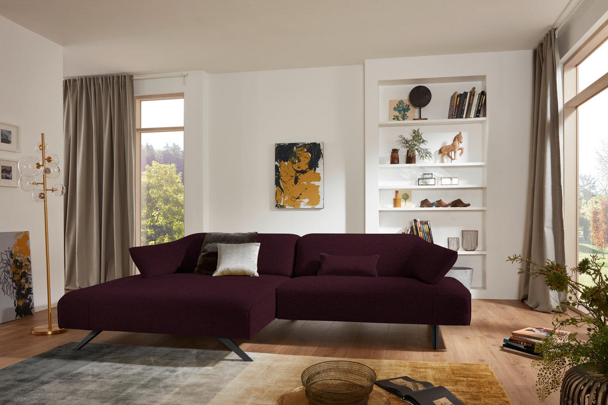 ECKSOFA in Struktur Lila  - Anthrazit/Lila, Design, Textil/Metall (165/276cm) - Himolla