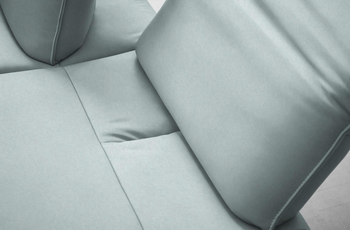 ECKSOFA Echtleder Hellblau  - Anthrazit/Hellblau, Design, Leder/Metall (290/230cm) - Johann Jakob