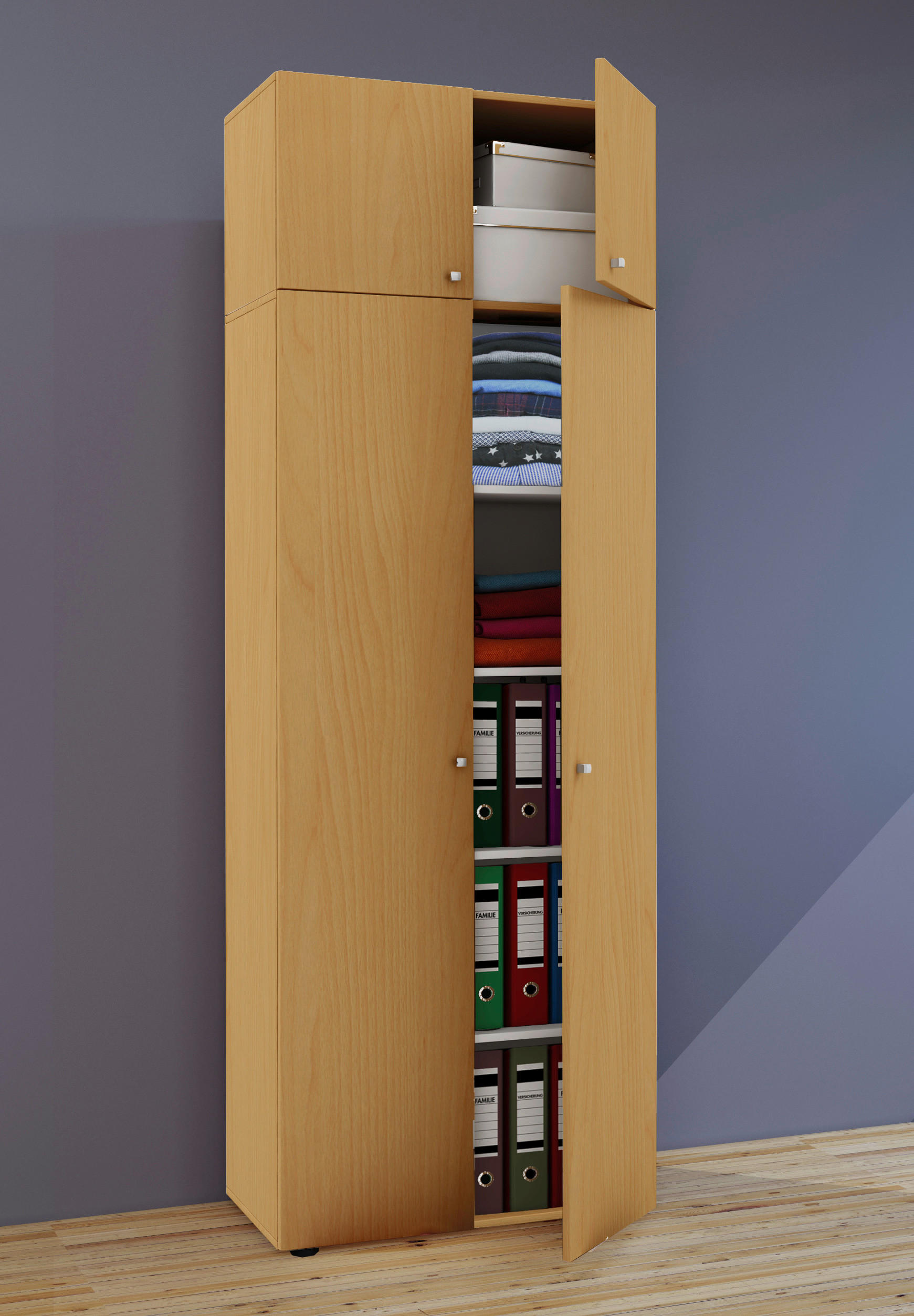 MEHRZWECKSCHRANK 70/218/39 cm  - Silberfarben/Buchefarben, Modern, Holzwerkstoff/Kunststoff (70/218/39cm) - MID.YOU