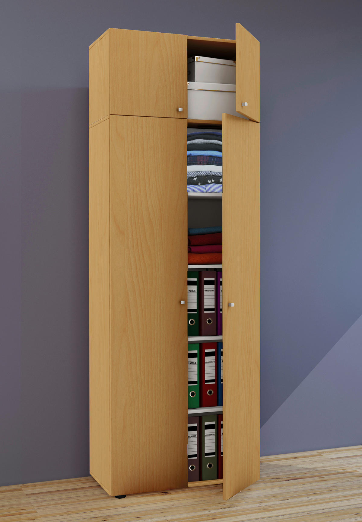 MEHRZWECKSCHRANK 70/218/39 cm  - Silberfarben/Buchefarben, Modern, Holzwerkstoff/Kunststoff (70/218/39cm) - MID.YOU