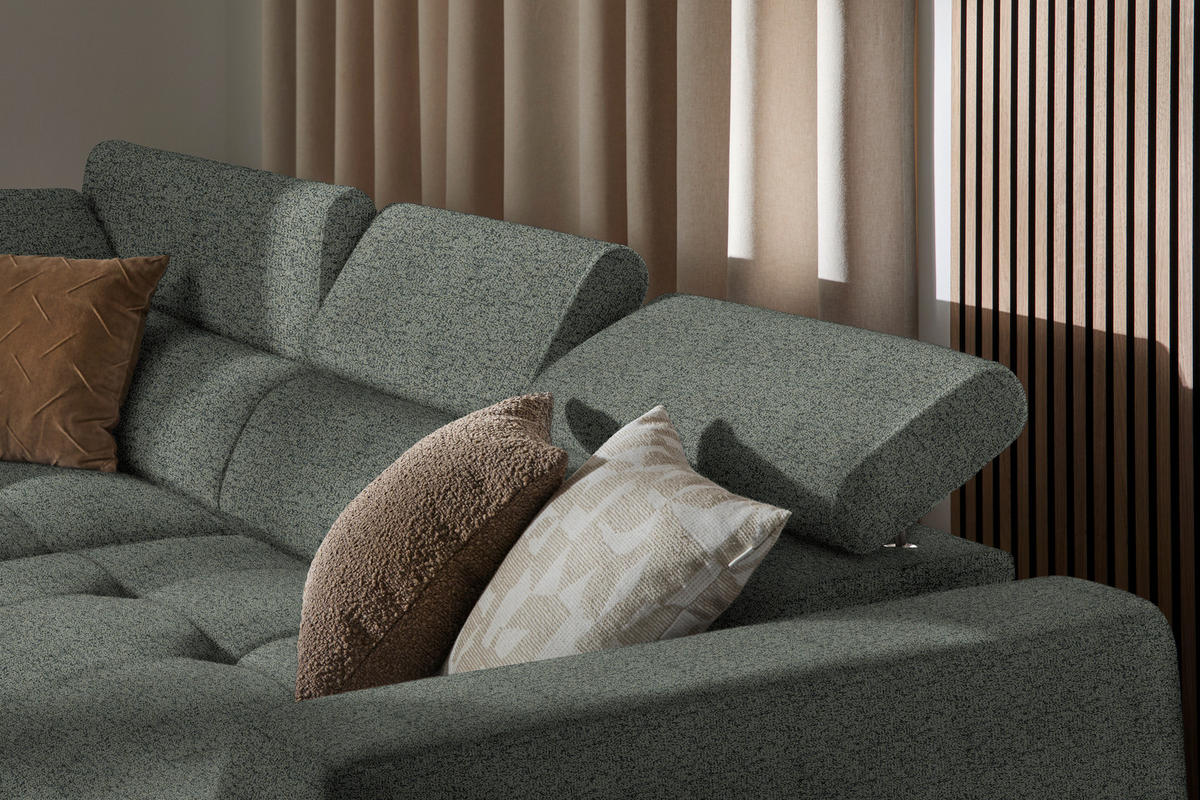 ECKSOFA in Struktur Grau   - Schwarz/Grau, Design, Kunststoff/Textil (205kg) - Xora