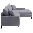 ECKSOFA  in Cord Grau  280/173 cm  - Schwarz/Grau, KONVENTIONELL, Textil/Metall (280/173cm) - Hom`in