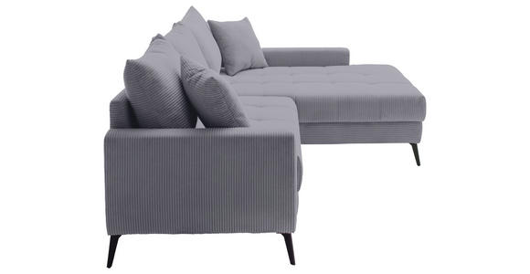 ECKSOFA  in Cord Grau  280/173 cm  - Schwarz/Grau, KONVENTIONELL, Textil/Metall (280/173cm) - Hom`in