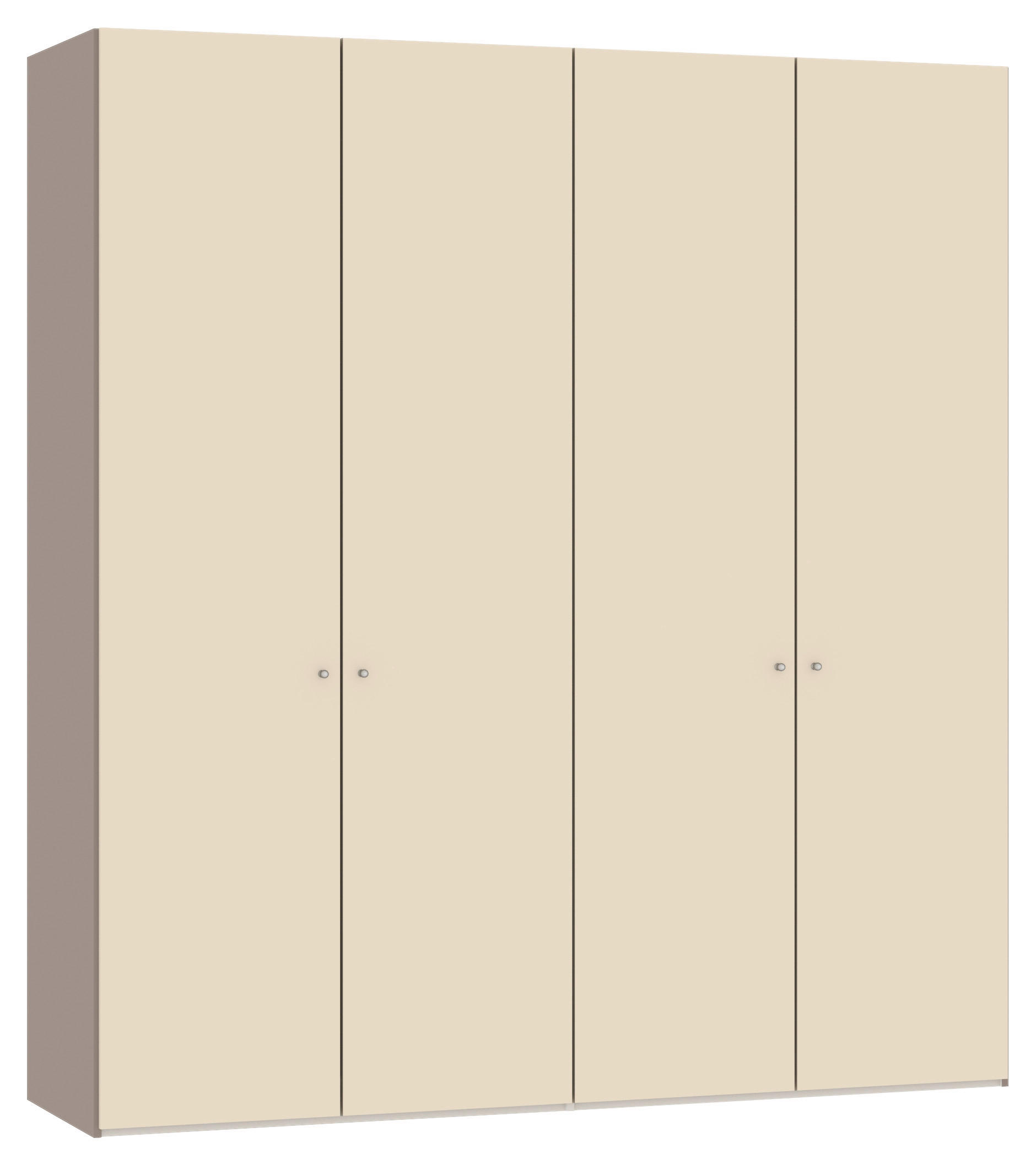 DREHTÜRENSCHRANK 203/220/59 cm,  in Creme, Hellbraun, 4-türig  - Hellbraun/Silberfarben, Design, Glas/Holzwerkstoff (203/220/59cm) - Jutzler
