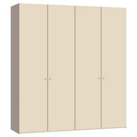 DREHTÜRENSCHRANK 203/220/59 cm,  in Hellbraun, Creme, 4-türig  - Hellbraun/Silberfarben, Design, Glas/Holzwerkstoff (203/220/59cm) - Jutzler