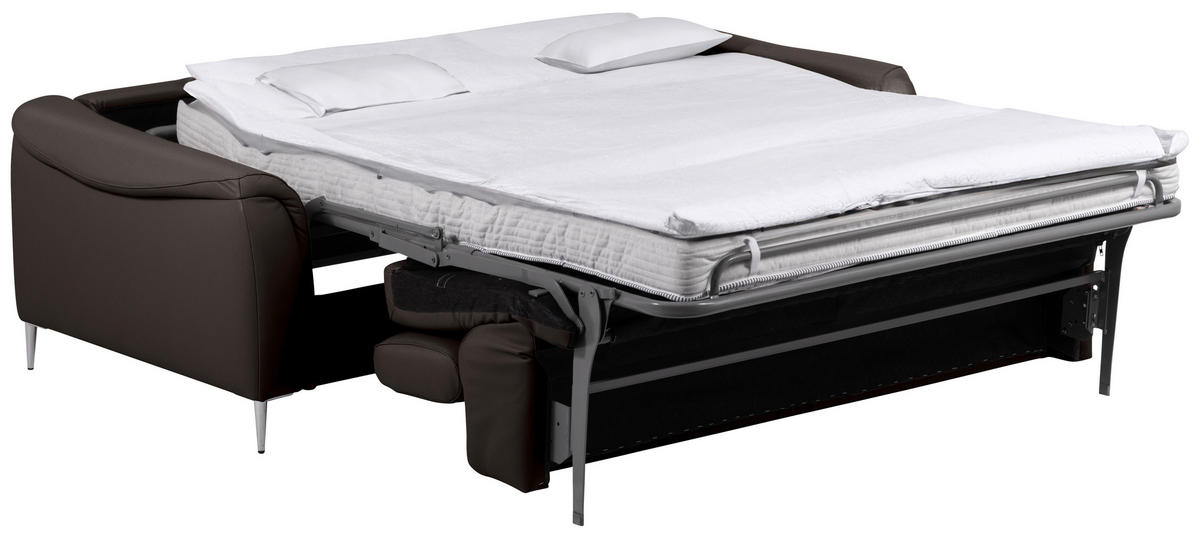 SCHLAFSOFA in Textil, Leder Dunkelbraun  - Dunkelbraun, Design, Leder/Textil (203/77-98/103cm) - MID.YOU