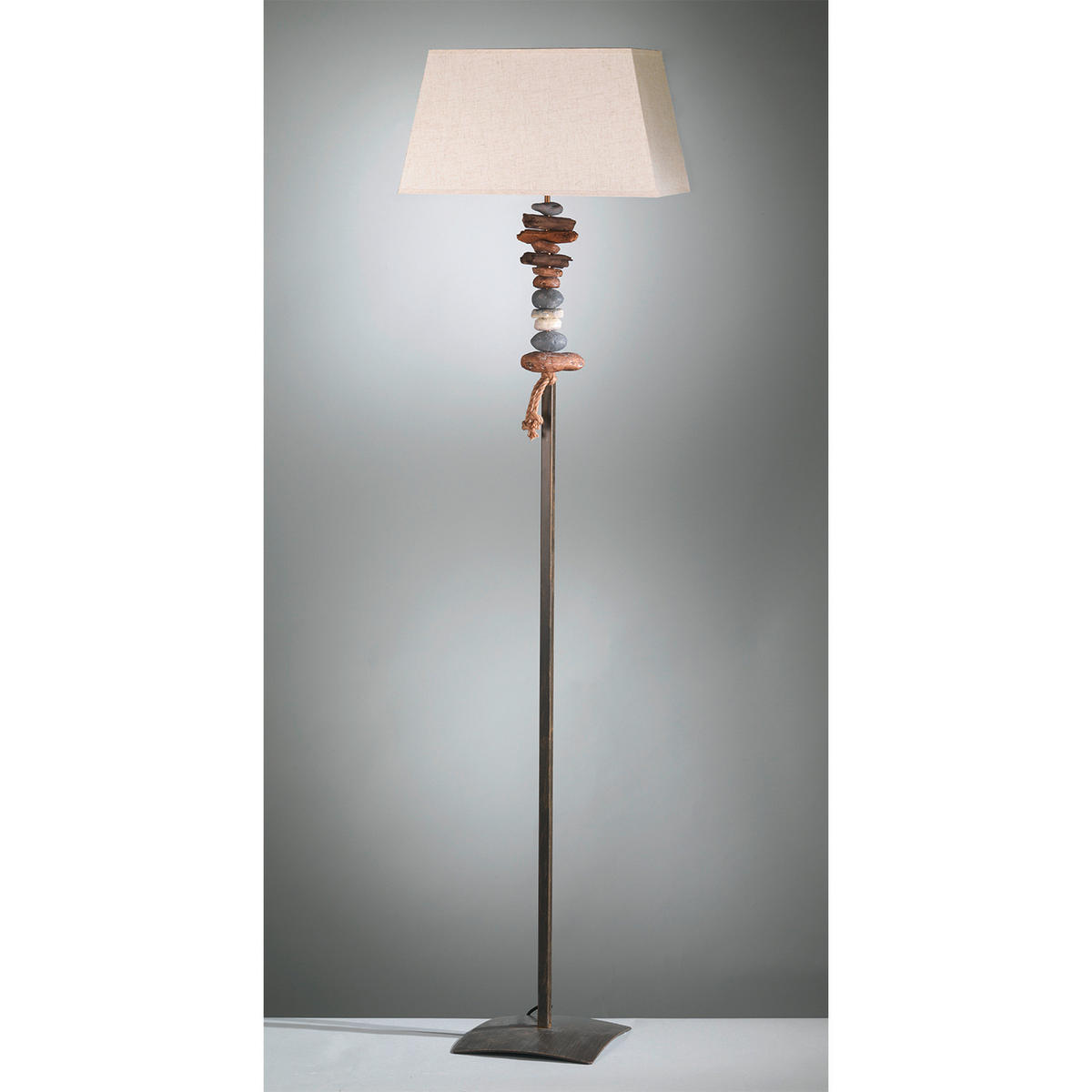 STEHLEUCHTE 45/25/170 cm    - Schwarz/Weiß, Natur, Textil/Stein (45/25/170cm)