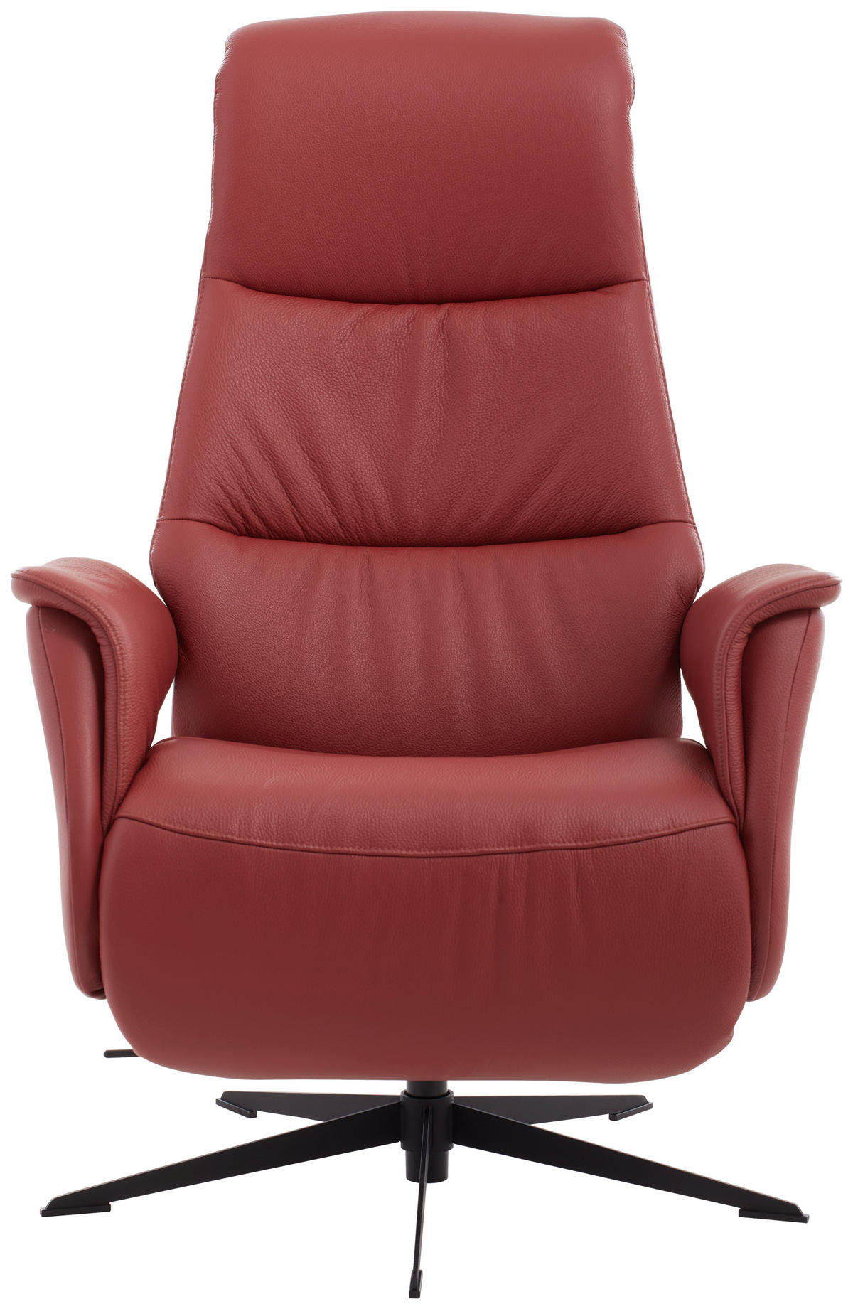 RELAXSESSEL Echtleder Rücken echt    - Rot/Schwarz, Design, Leder/Metall (74/108/86cm) - Welnova
