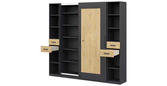 AKTENSCHRANK Anthrazit, Hickory - Anthrazit/Hickory, Basics, Holzwerkstoff (240/220,5/41,9cm) - Moderano