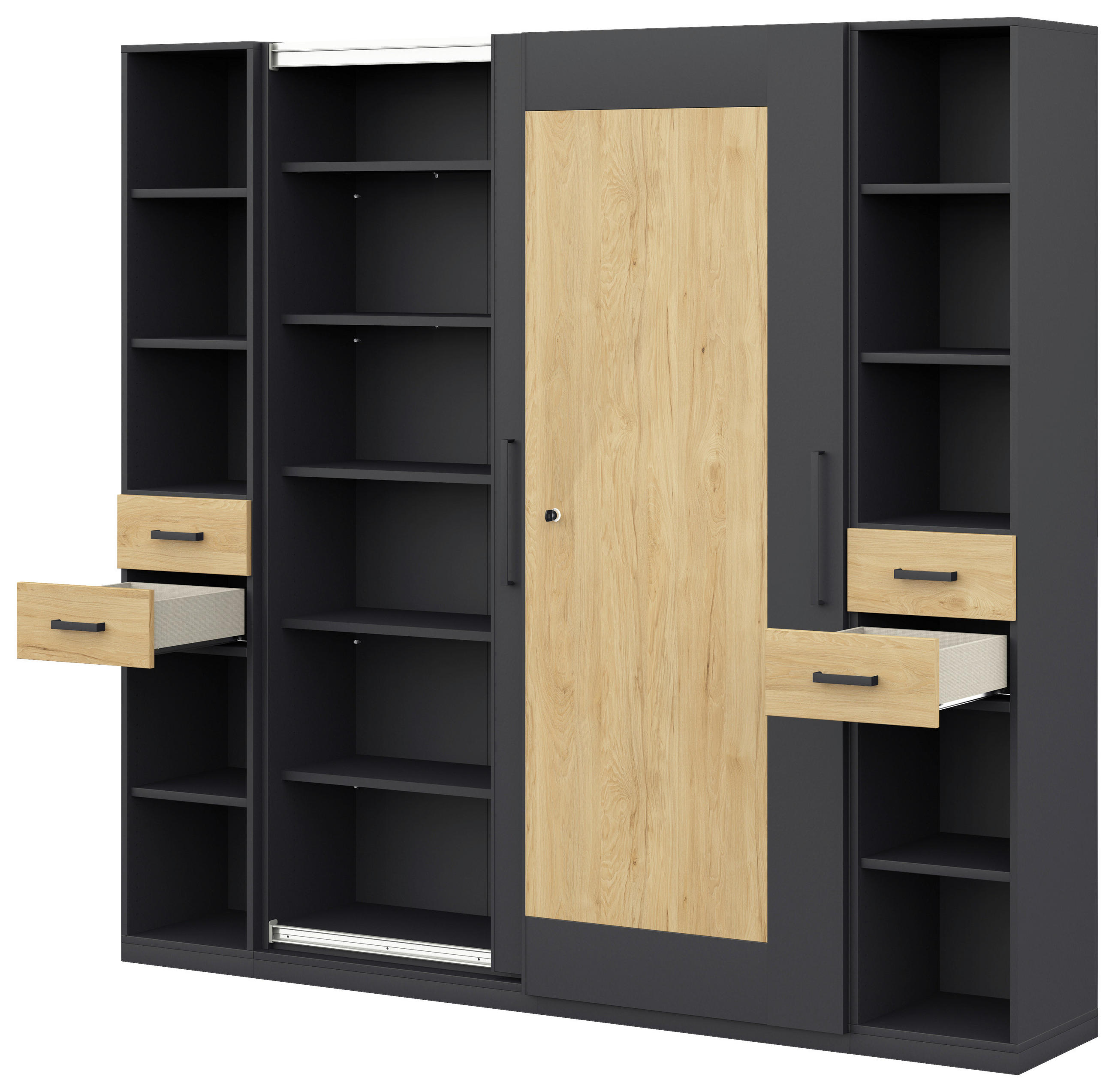 AKTENSCHRANK Anthrazit, Hickory  - Anthrazit/Hickory, Basics, Holzwerkstoff (240/220,5/41,9cm) - Moderano
