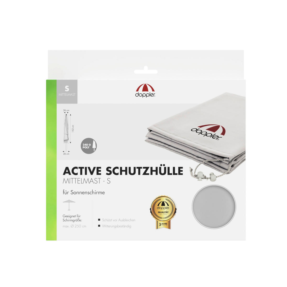 SCHIRMHÜLLE - Hellgrau, Basics, Textil (152/26/26cm) - Doppler