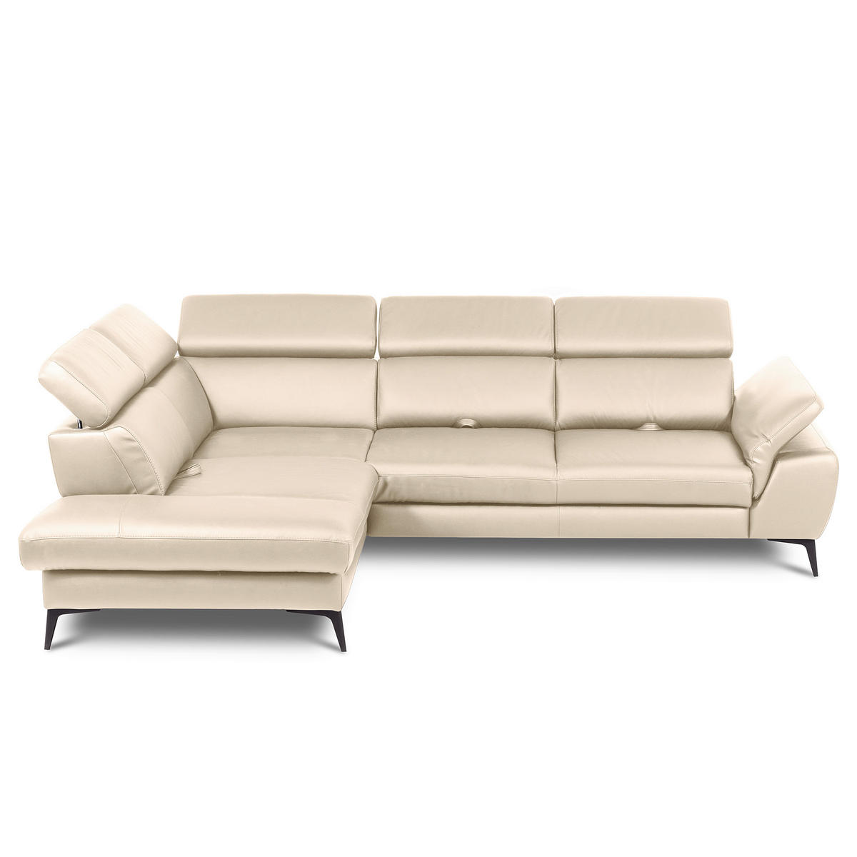 ECKSOFA Lederlook Echtleder Grau  - Schwarz/Grau, Design, Leder/Textil (220/274cm) - Livetastic