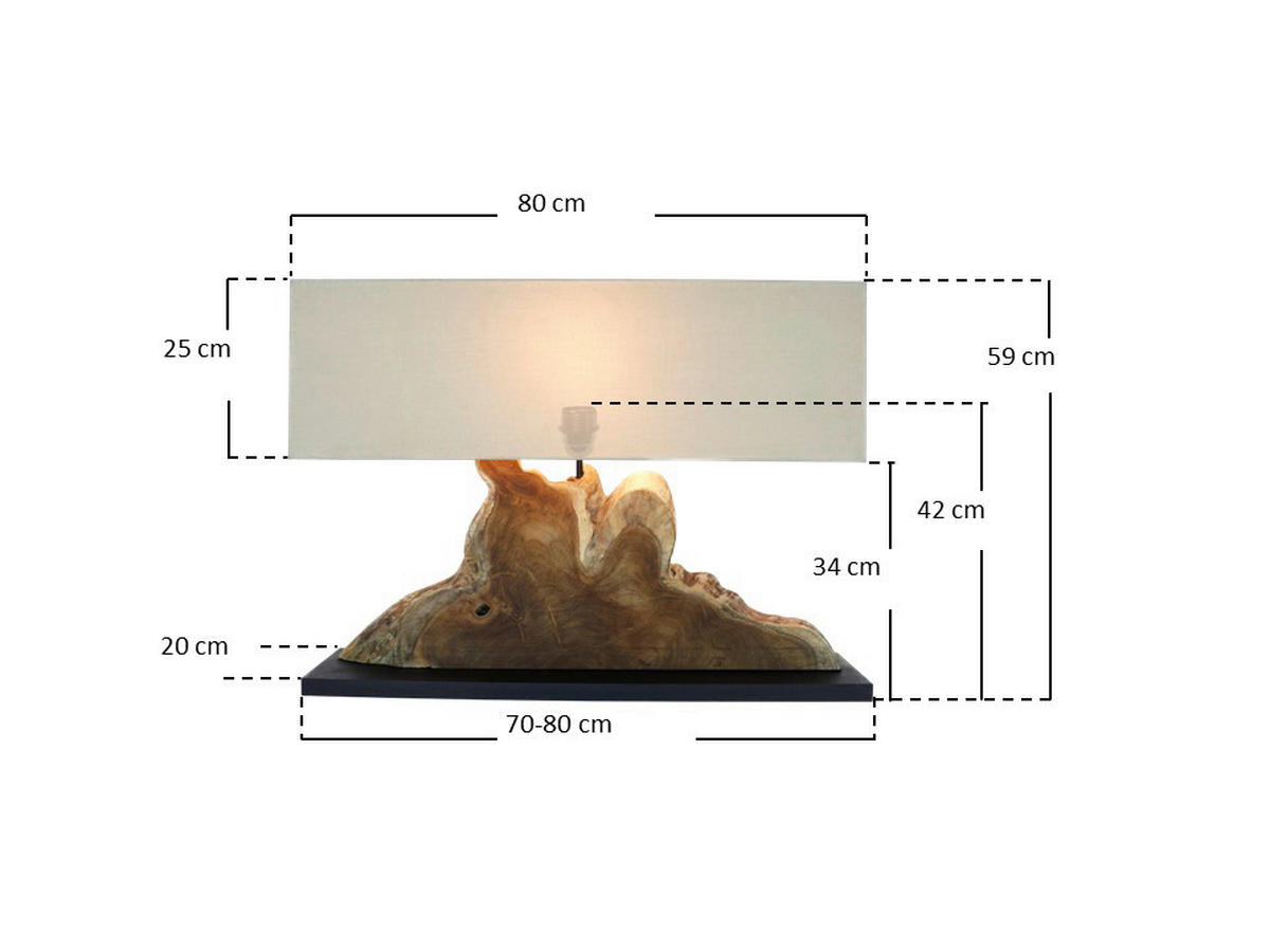 TISCHLEUCHTE 80/59/20 cm   - Beige/Schwarz, Design, Holz/Textil (80/59/20cm) - P & B