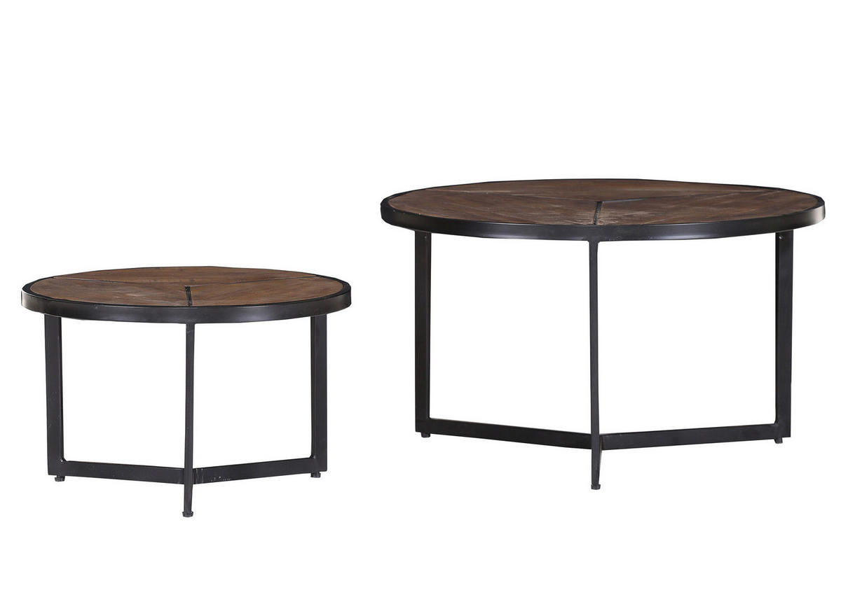 BEISTELLTISCHSET in Holz 70/70/40 cm  - Schwarz/Naturfarben, KONVENTIONELL, Holz/Metall (70/70/40cm) - Livetastic