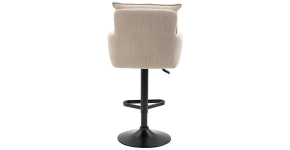 BARHOCKER Cord Creme, Schwarz, Beige Eisen Stoffauswahl, Sitzfläche 360° drehbar, inklusive Armlehnen  - Beige/Creme, Design, Textil/Metall (54/98-120/58cm) - Novel