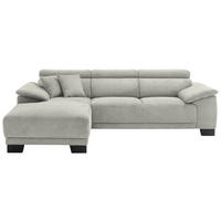 ECKSOFA in Cord Graubraun  174/270 cm  - Graubraun/Schwarz, Design, Holz/Textil (174/270cm) - Pure Home Lifestyle