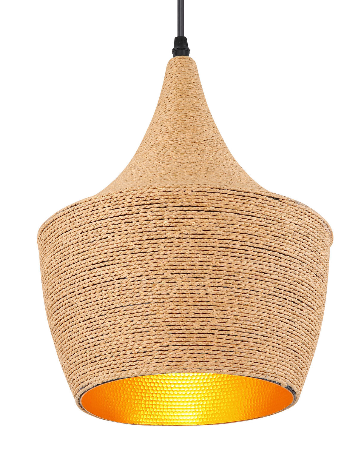 VISEČA SVETILKA        25/140 cm      E27 - zlate barve/črna, Natur, kovina/tekstil (25/140cm) - Globo
