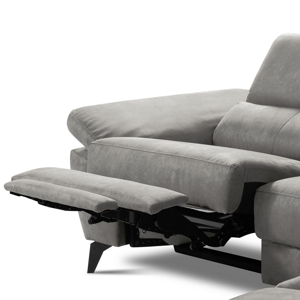 ECKSOFA SONO in Lederlook Anthrazit Bettkasten, Armteilverstellung, Kopfteilverstellung  265/210 cm  - Anthrazit/Schwarz, Design, Textil/Metall (265/210cm) - Livetastic