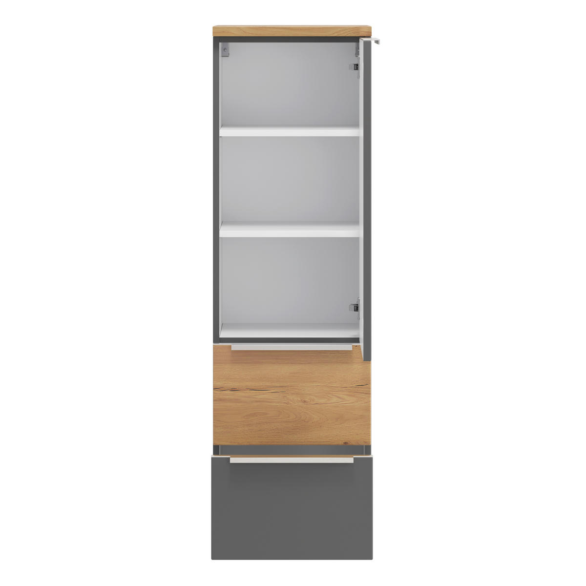 MIDISCHRANK 40/130/35 cm  - Wildeiche/Edelstahlfarben, Trend, Holzwerkstoff/Metall (40/130/35cm) - Held