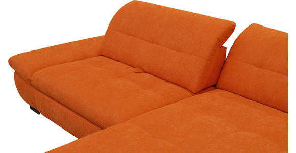 ECKSOFA  in Mikrofaser Orange  290/198 cm  - Schwarz/Orange, Design, Textil/Metall (290/198cm) - Xora