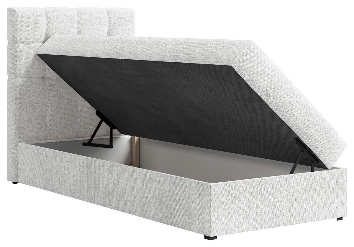 BOXBETT 90/200 cm,  in Weiß, Bettkasten, Topper,  - Schwarz/Weiß, MODERN, Holz/Kunststoff (90/200cm) - MID.YOU