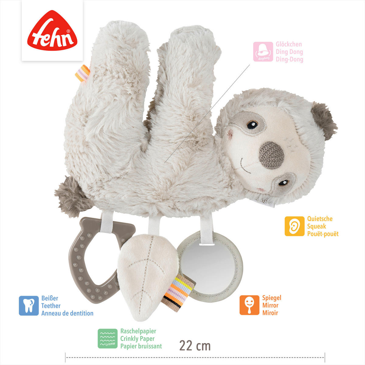SPIELTIER Lazy, Craz Pink  - Hellgrau, Basics, Textil (24/22/6,5cm) - Fehn