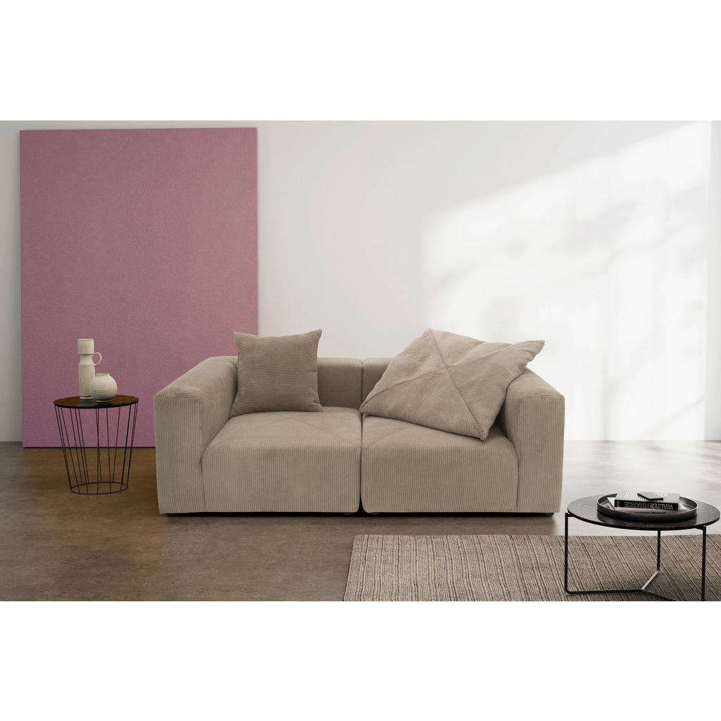 Thumbnail - Mid.you 2-Sitzer-Sofa, Schlamm, Textil, Uni, 216x69x108 cm, Made in EU, FSC Mix, erweiterbar, planbar, Rücken echt, Armt...