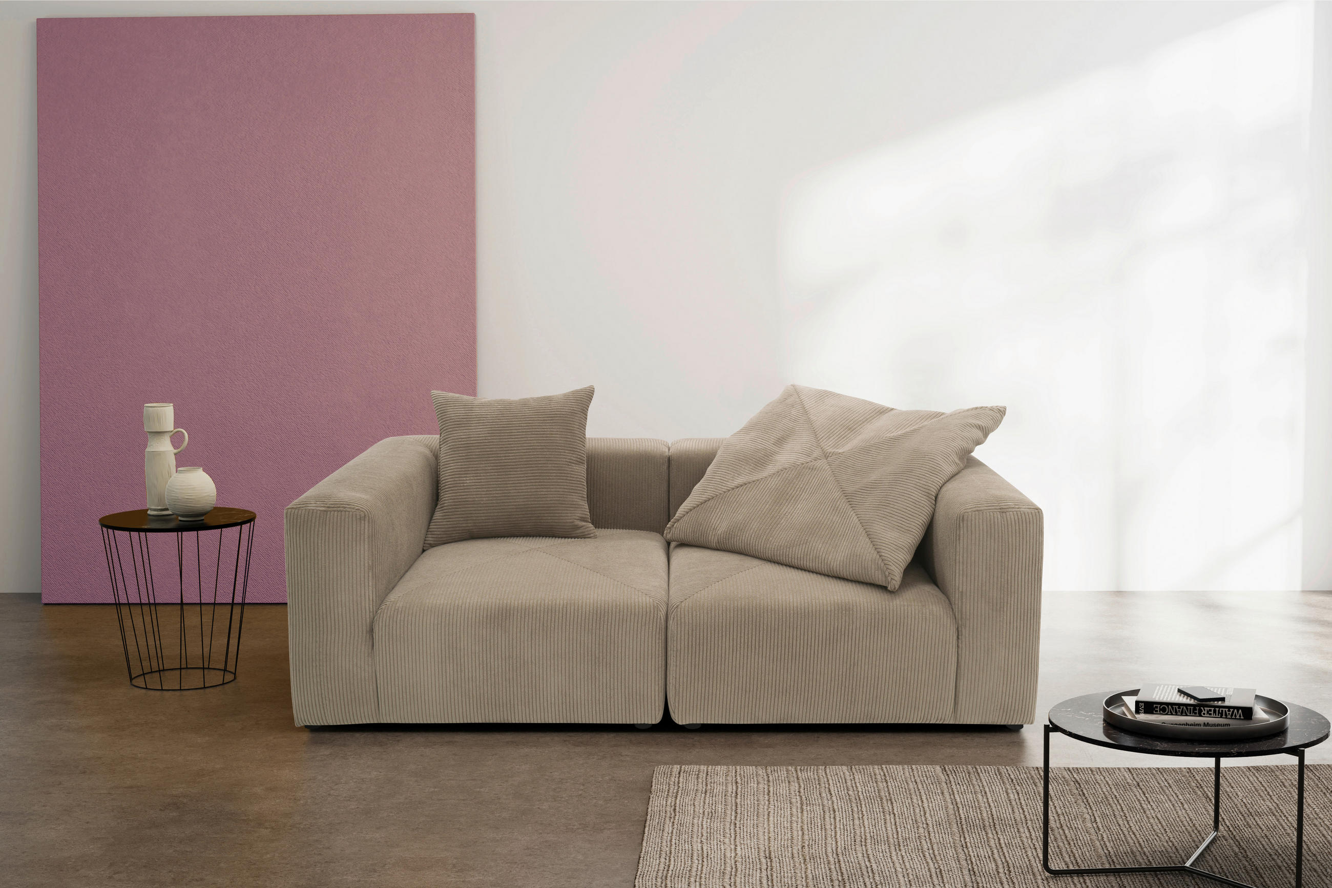 SOFAELEMENT Cord, Mikrofaser Schlammfarben  - Schlammfarben/Schwarz, Design, Kunststoff/Textil (108/69/108cm) - MID.YOU