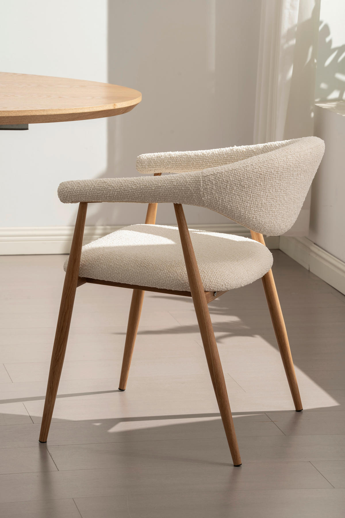 ARMLEHNSTUHL  Stoffauswahl Bouclé  Eichefarben, Creme  - Eichefarben/Creme, Design, Textil/Metall (58/78/60cm) - Lomoco