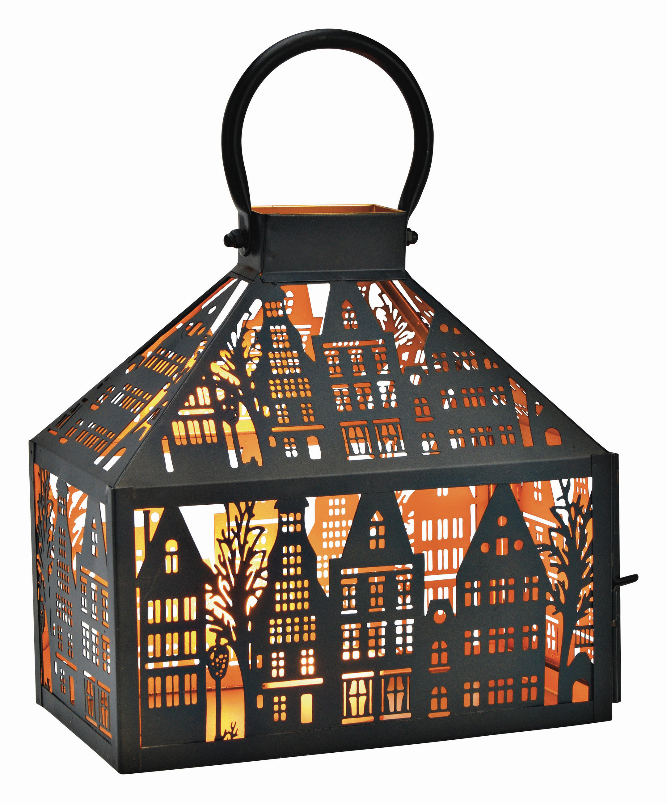 LATERNENHAUS  - Schwarz, Basics, Metall (25/25/14cm) - X-Mas