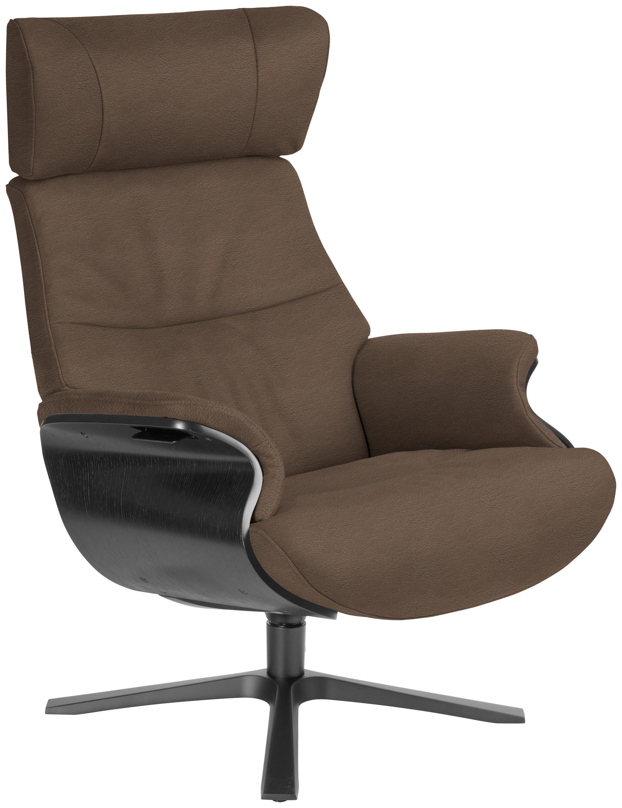 RELAXSESSEL Echtleder Relaxfunktion, Kopfteilverstellung    - Taupe/Schwarz, Design, Leder/Holz (79/111/83cm) - Conform