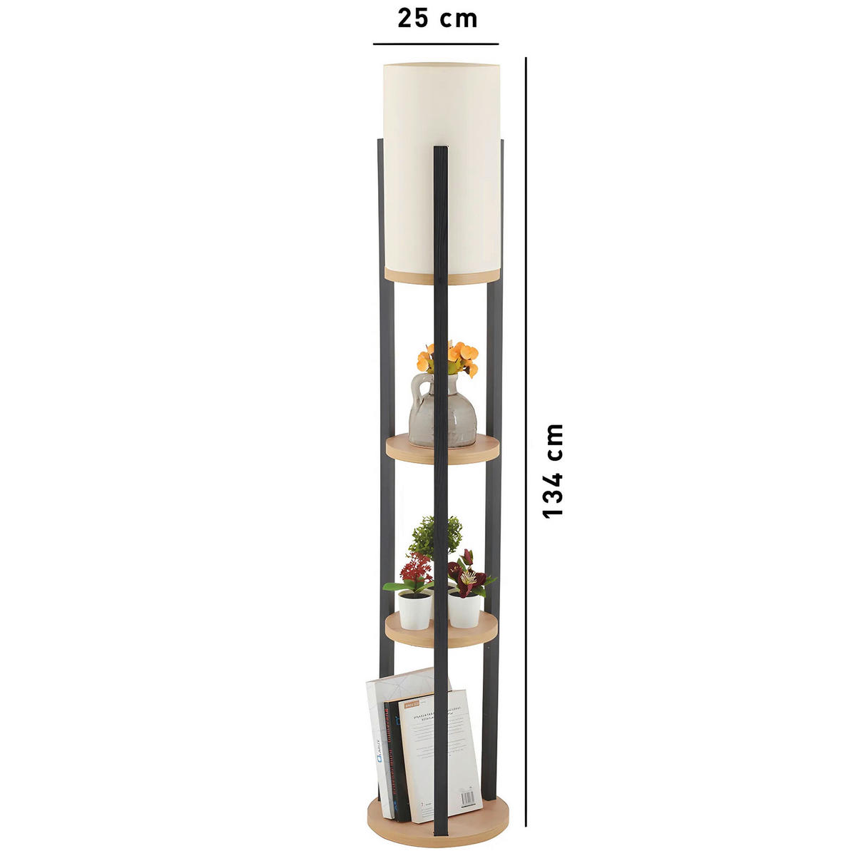 STEHLEUCHTE 21/135 cm    - Creme/Schwarz, Design, Holzwerkstoff/Kunststoff (21/135cm) - P & B