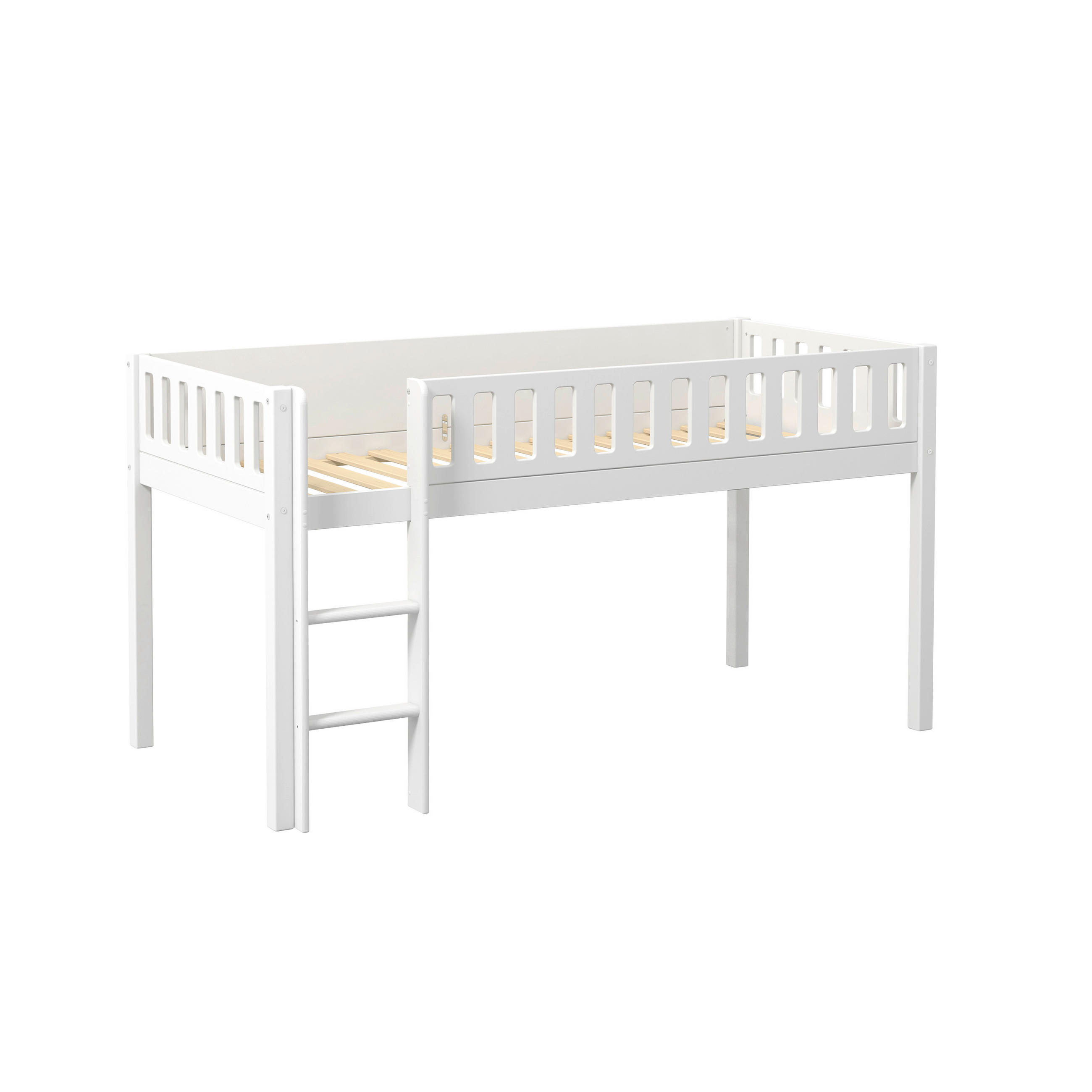 HOCHBETT 90/200 cm,  in Absturzsicherung, Leiter, Rollrost  - Weiß, MODERN, Holz (90/200cm) - Chameo
