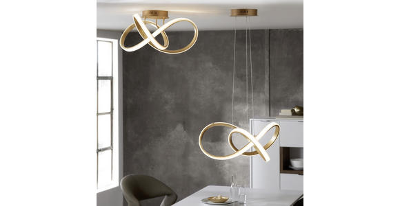 LED-DECKENLEUCHTE 49 W - Goldfarben, Design, Kunststoff/Metall (59/29/59cm) - Ambiente
