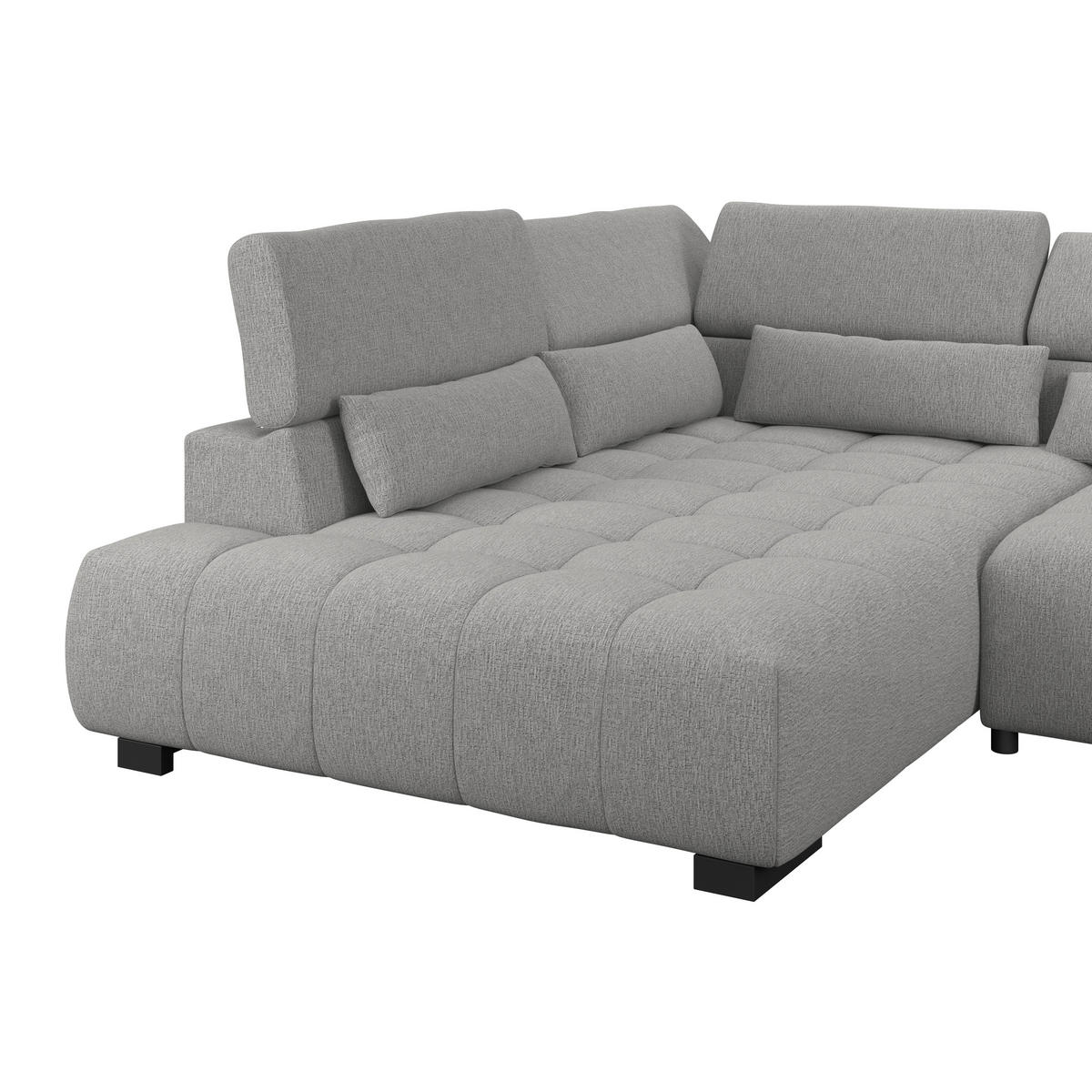 ECKSOFA Chenille, Struktur Dunkelgrau  - Dunkelgrau/Schwarz, Trend, Holz/Textil (226/311cm) - MID.YOU