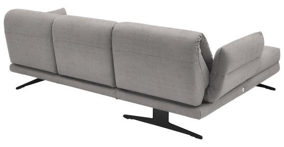 ECKSOFA Sandfarben Flachgewebe  - Sandfarben/Schwarz, Design, Textil/Metall (176-217/259-307cm) - Dieter Knoll